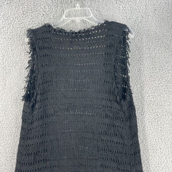 Chicos Womens Cardigan Sweater Open Cable Knit Sleeveless Sz 4 /S Black Coastal - Picture 6 of 11